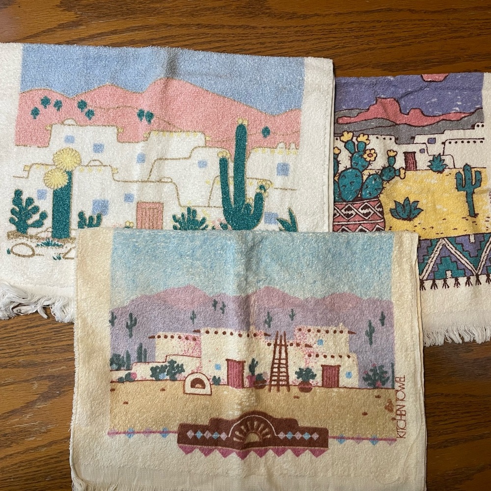3 Southwestern dish towels.